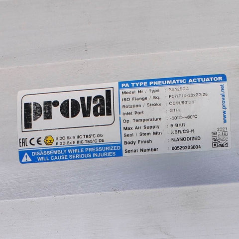 Proval Pneumatic Actuator PA125 BA