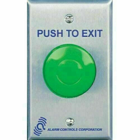 Alarm Controls Single Gang Stainless Steel Plate, Green Mushroom Button TS-14